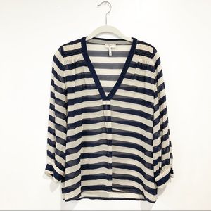 Joie Navy Striped Blouse